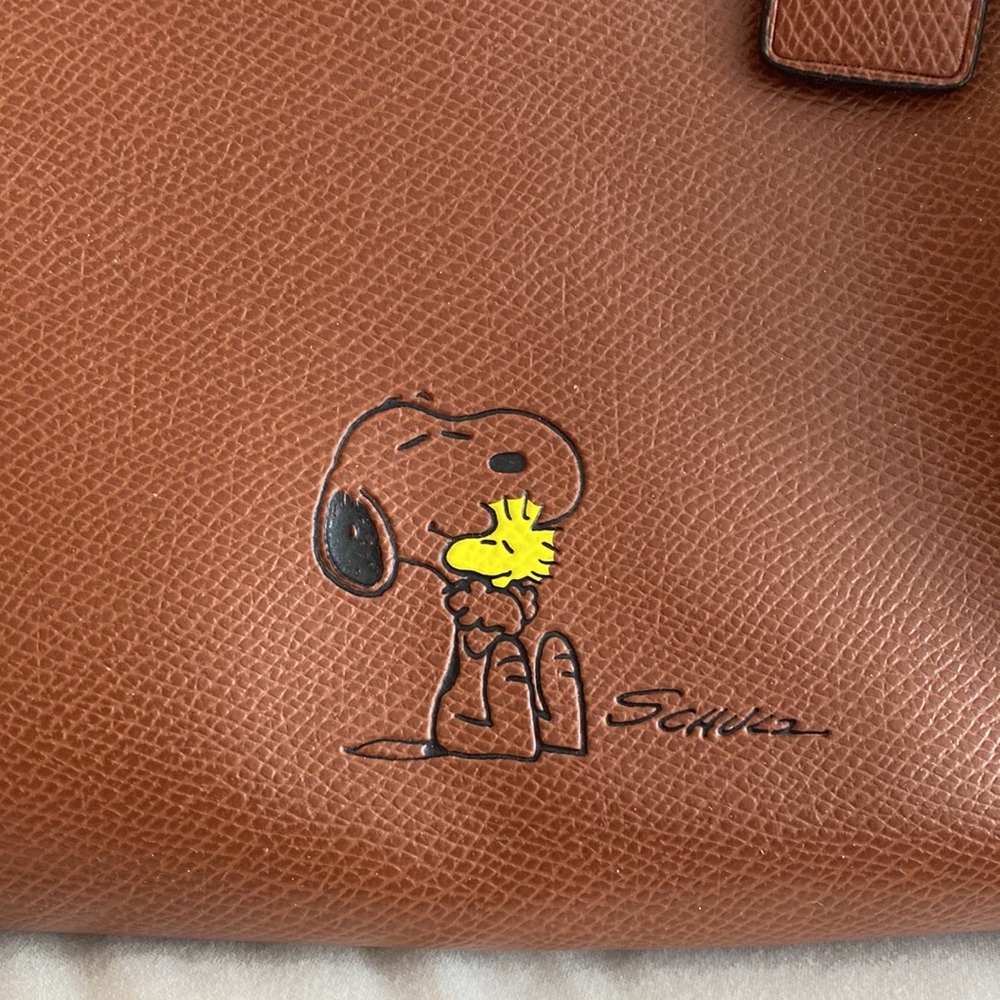 Coach Brown Leather Bag with Snoopy Design - Picture 2 of 8